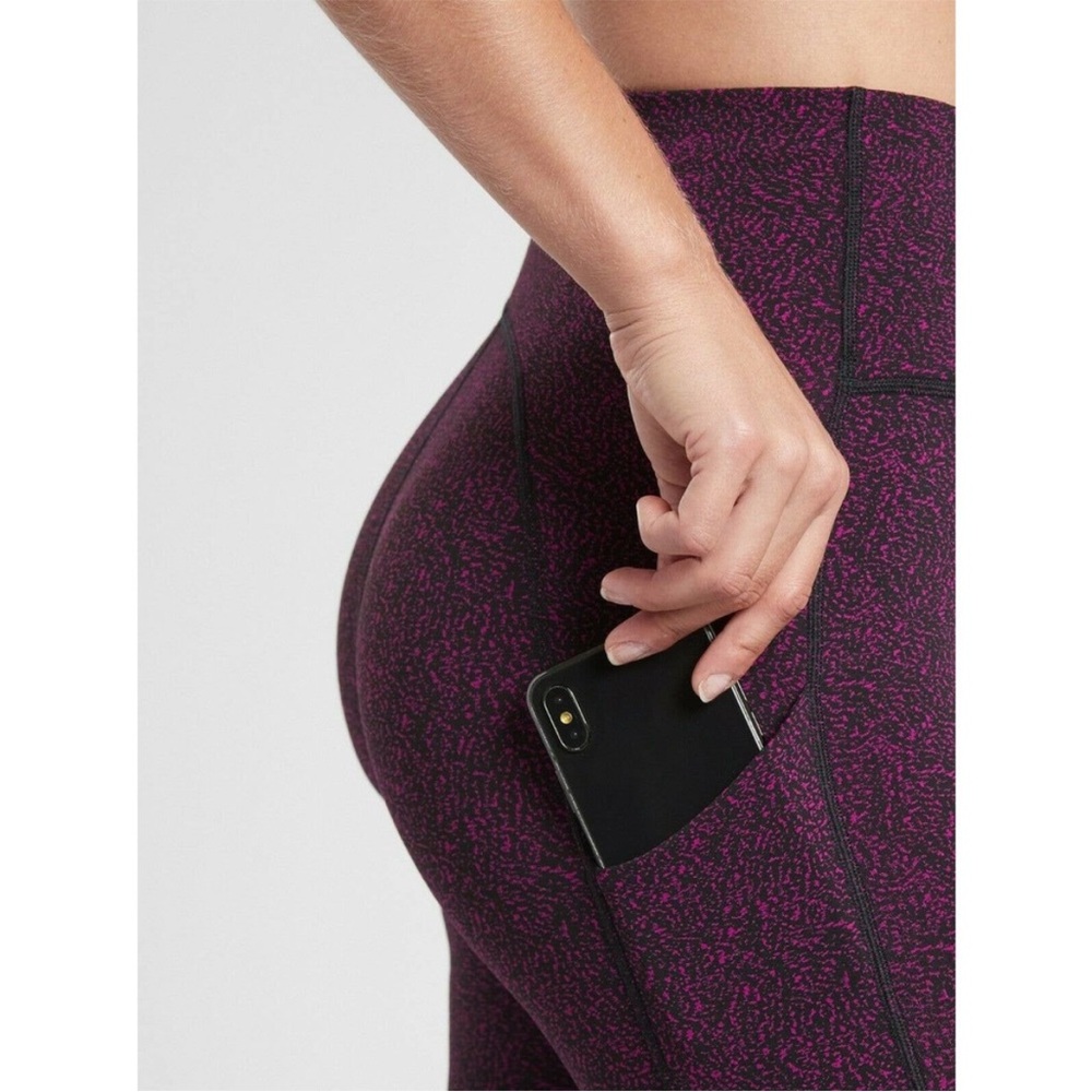 Athleta Ultimate Stash Textured 7/8 Tight size XL Purple black - Picture 3 of 9
